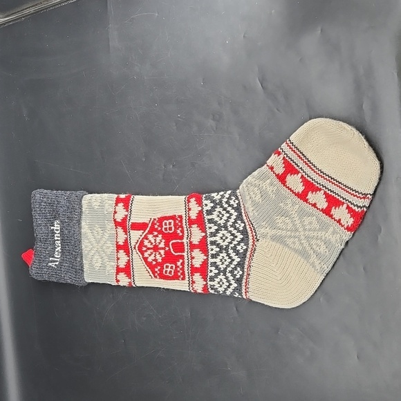 NEW ALEXANDRA Pottery Barn Christmas Holiday Stocking Wool Blend Knit Fair Isle - Picture 1 of 7